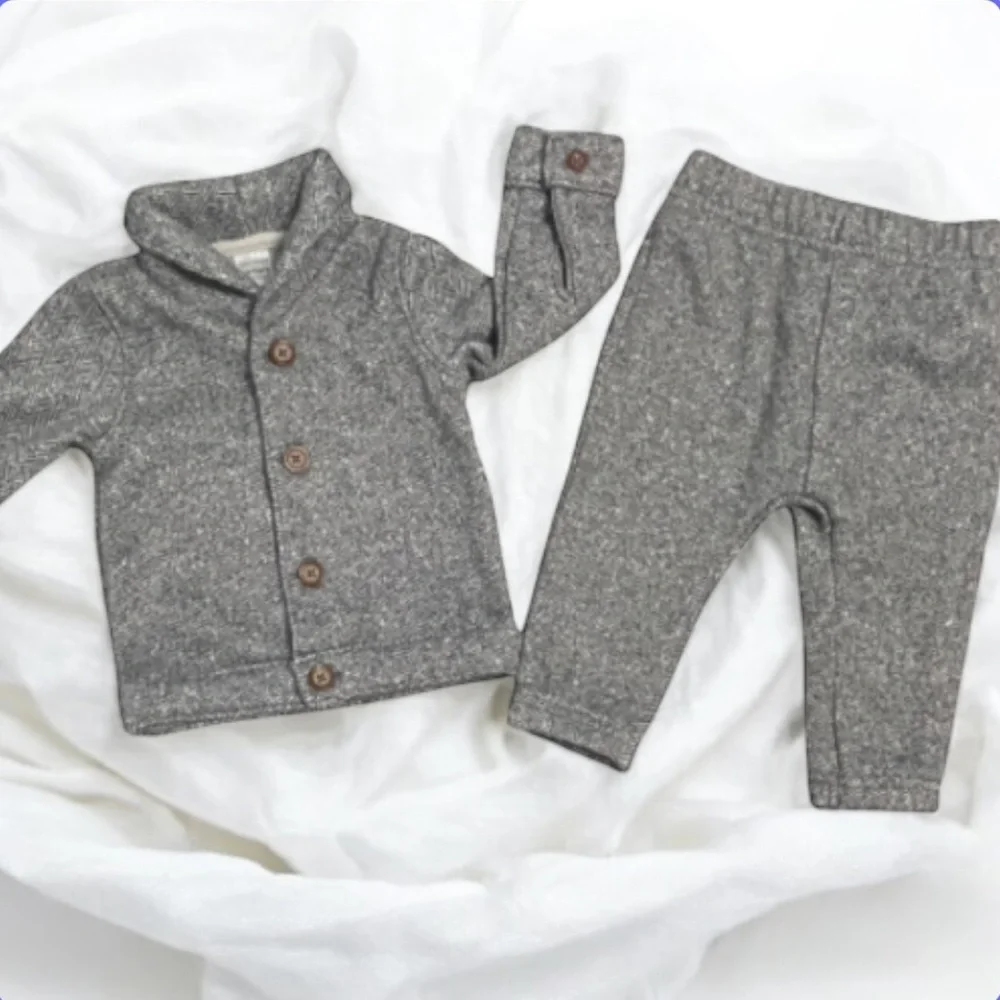 Carter's Light Gray Herringbone Baby Boy Outfit